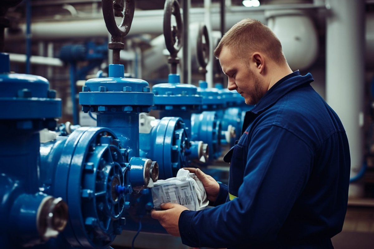 Man doing maintenance on equipment.