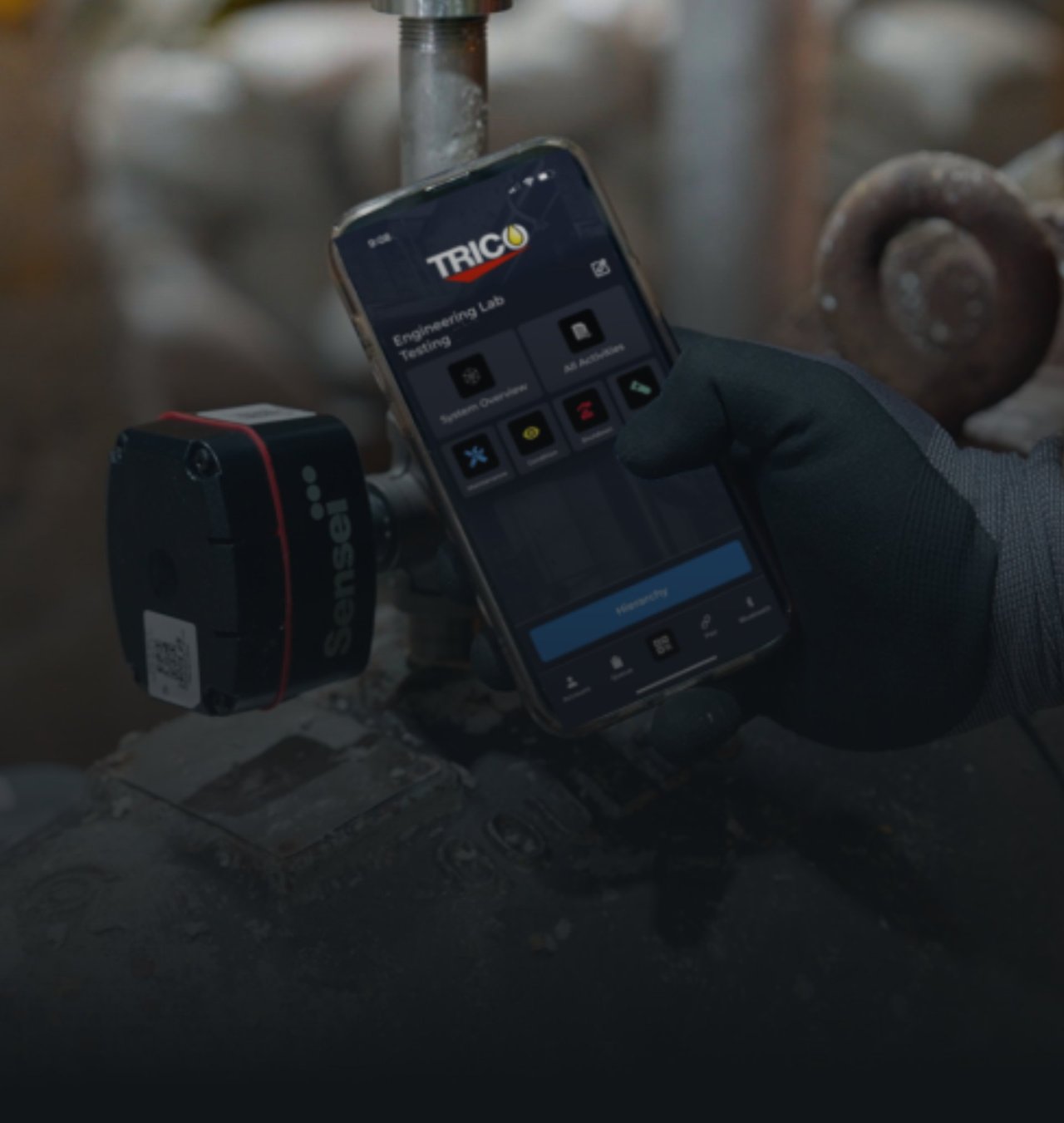 Machine vitals on phone screen